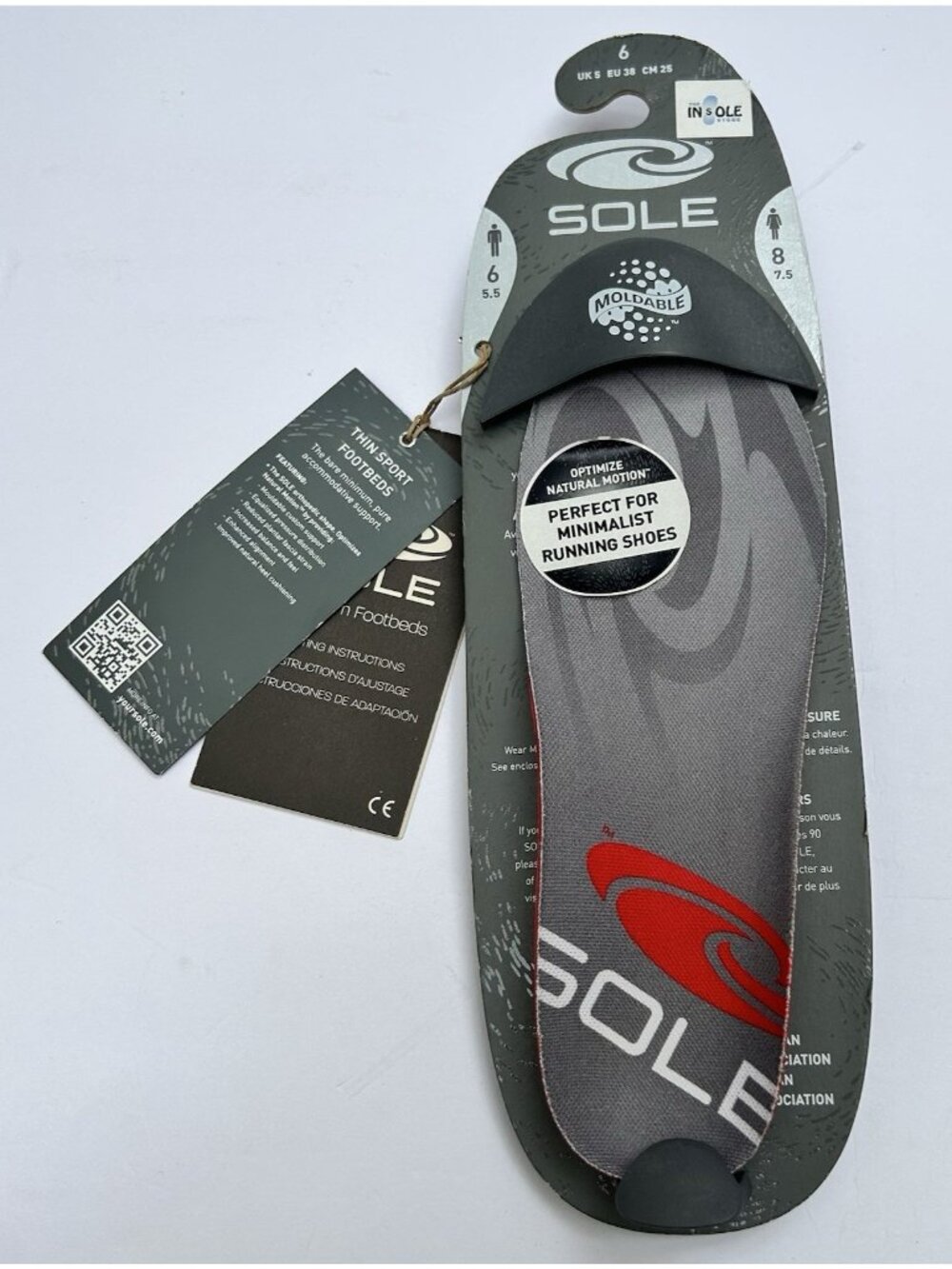 New Sole Moldable Insole Mens Size 6 Womens 8 Thin Sport The Insole Store Gray